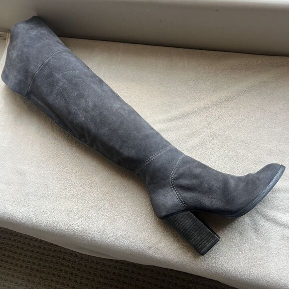 Dolce Vita Gray Suede Over The Knee Tall Heeled Boots Ankle Zip Women’s 7 M - Picture 1 of 16